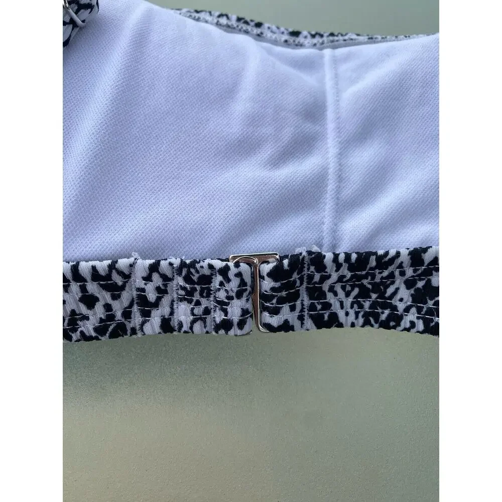 Exhilaration Black/ White Snake Print 2pc Bikini Womens MED High Waisted Bottom‎